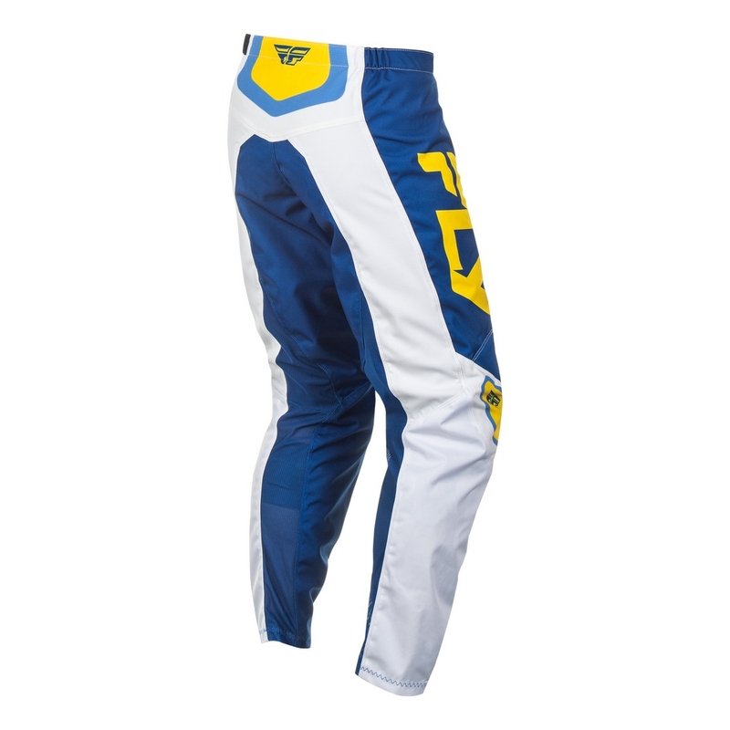 Pantalón motocross FLY Racing F-16 blanco-azul-amarillo