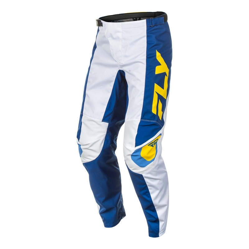 Pantalón motocross FLY Racing F-16 blanco-azul-amarillo