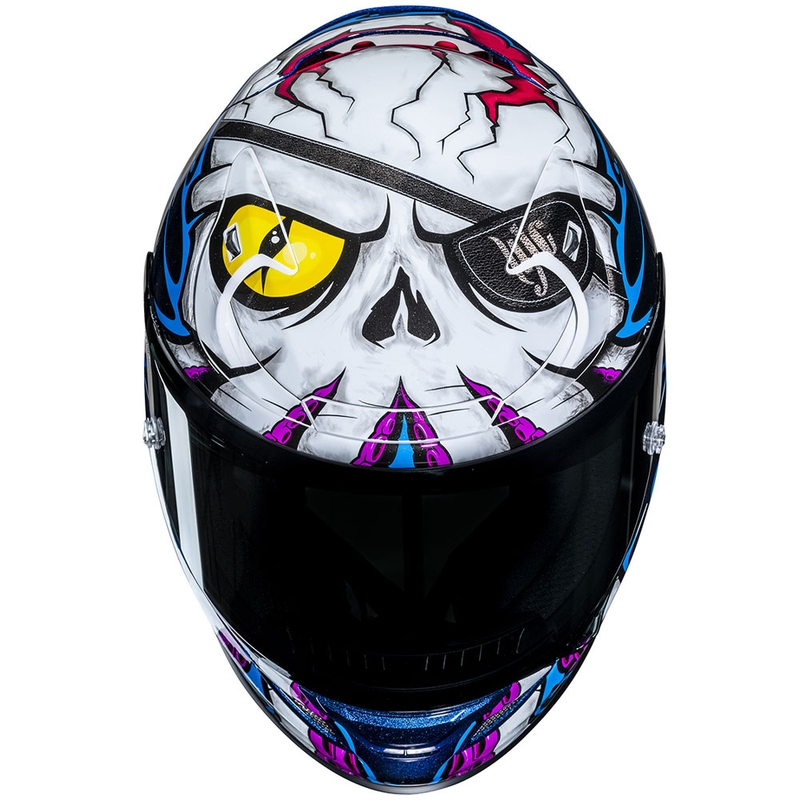 Casco integral de moto HJC RPHA 12 Kraken MC28 blanco-azul-negro