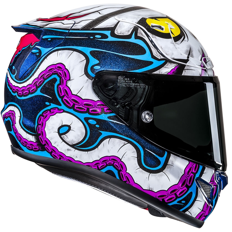 Casco integral de moto HJC RPHA 12 Kraken MC28 blanco-azul-negro