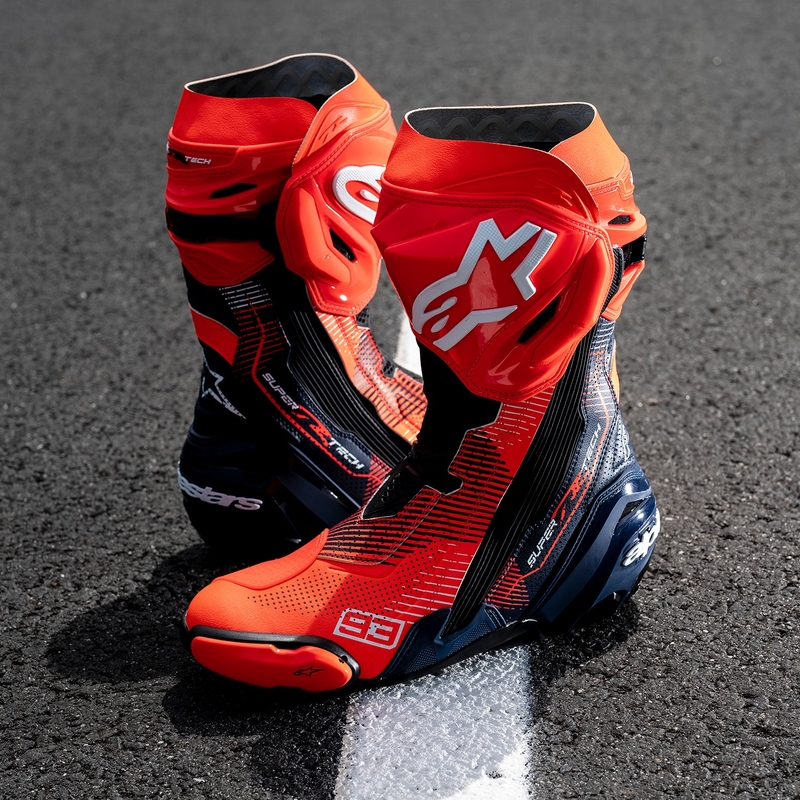 Botas de moto Alpinestars Supertech R Vented Limited Edition MM93 Marc Marquez Fluo Rojo-Azul-Negro