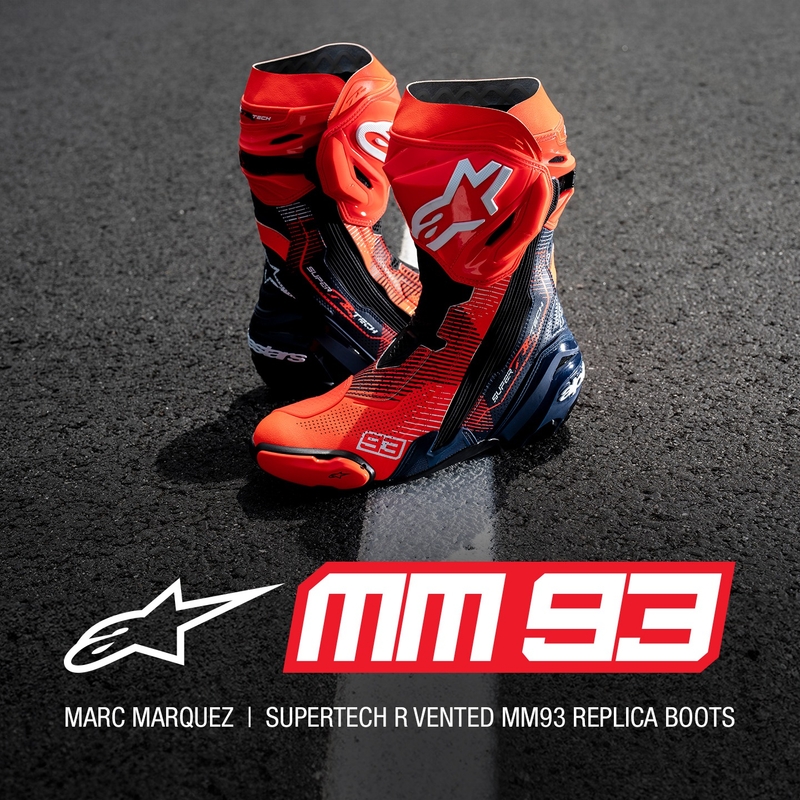 Botas de moto Alpinestars Supertech R Vented Limited Edition MM93 Marc Marquez Fluo Rojo-Azul-Negro