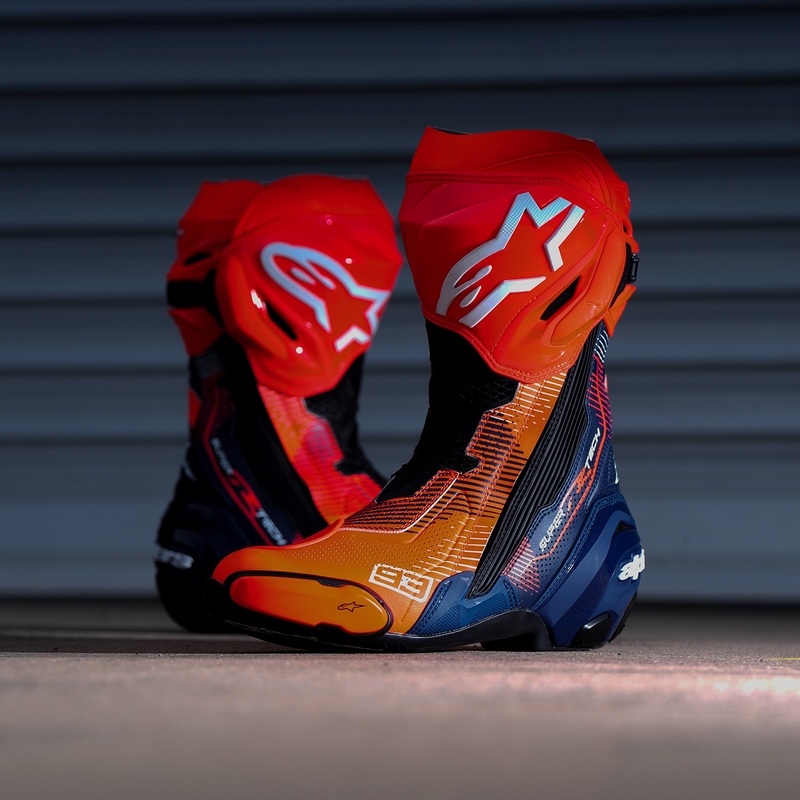 Botas de moto Alpinestars Supertech R Vented Limited Edition MM93 Marc Marquez Fluo Rojo-Azul-Negro