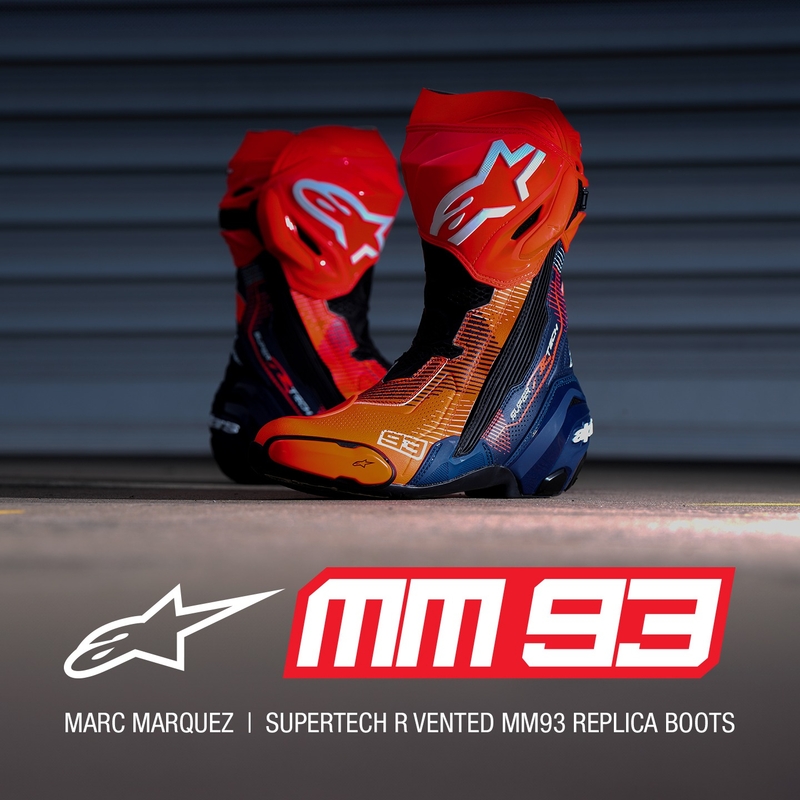 Botas de moto Alpinestars Supertech R Vented Limited Edition MM93 Marc Marquez Fluo Rojo-Azul-Negro
