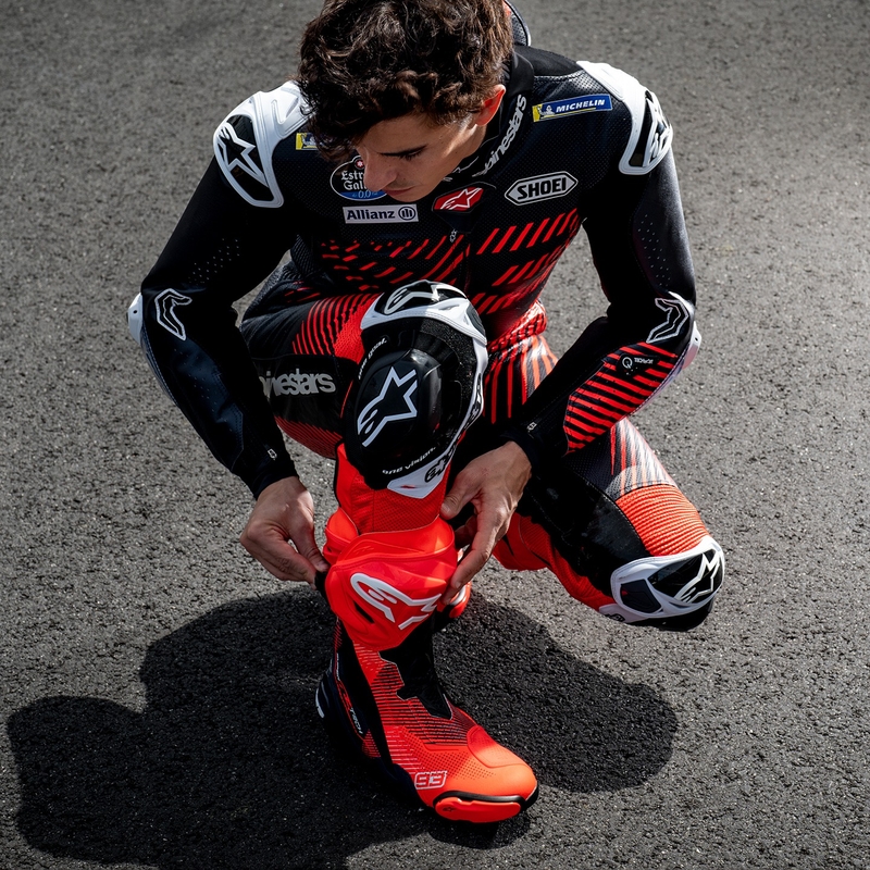 Botas de moto Alpinestars Supertech R Vented Limited Edition MM93 Marc Marquez Fluo Rojo-Azul-Negro
