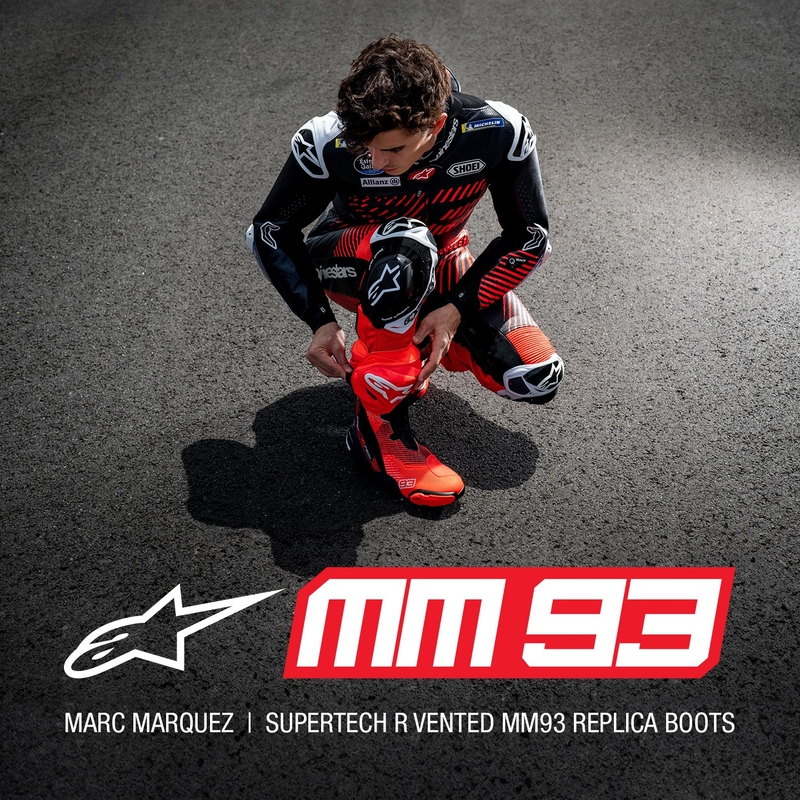 Botas de moto Alpinestars Supertech R Vented Limited Edition MM93 Marc Marquez Fluo Rojo-Azul-Negro
