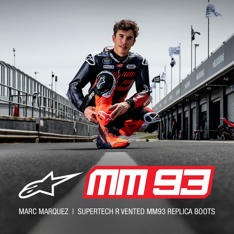 Botas de moto Alpinestars Supertech R Vented Limited Edition MM93 Marc Marquez Fluo Rojo-Azul-Negro