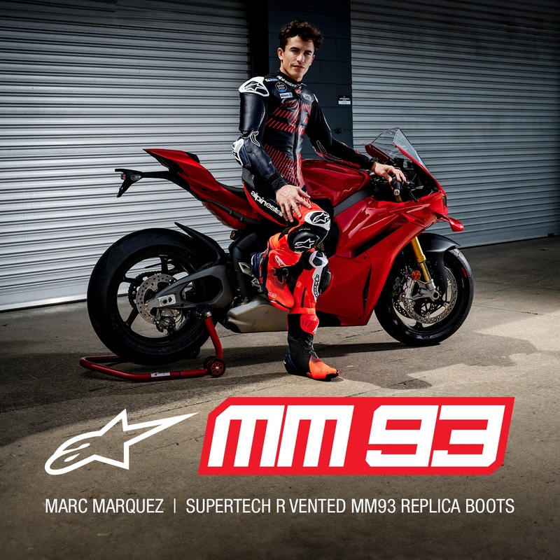 Botas de moto Alpinestars Supertech R Vented Limited Edition MM93 Marc Marquez Fluo Rojo-Azul-Negro