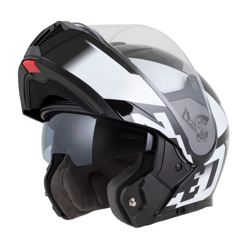 Casco de moto abatible ZED F19 negro-blanco-gris