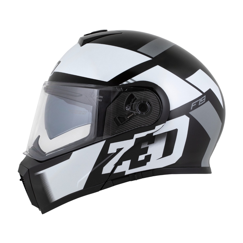 Casco de moto abatible ZED F19 negro-blanco-gris