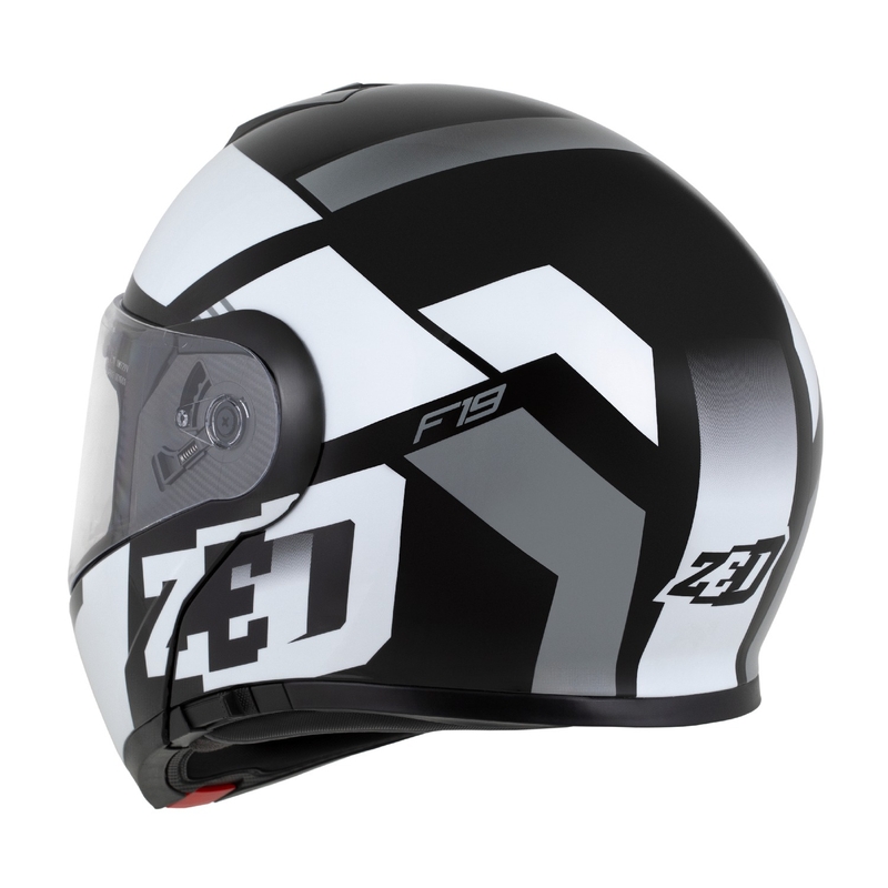 Casco de moto abatible ZED F19 negro-blanco-gris