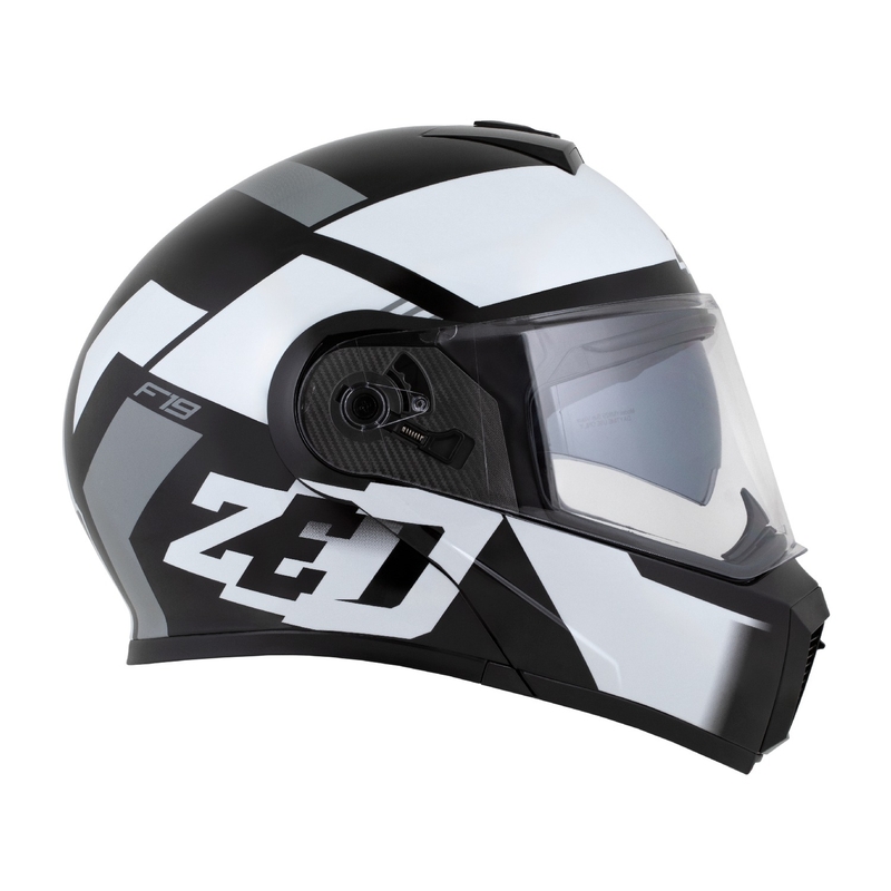 Casco de moto abatible ZED F19 negro-blanco-gris