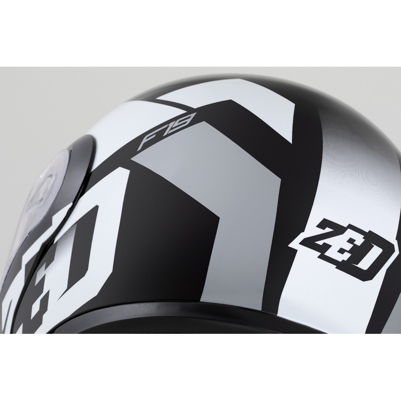 Casco de moto abatible ZED F19 negro-blanco-gris