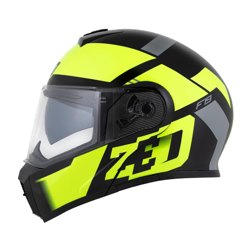 Casco de moto abatible ZED F19 negro-amarillo fluo