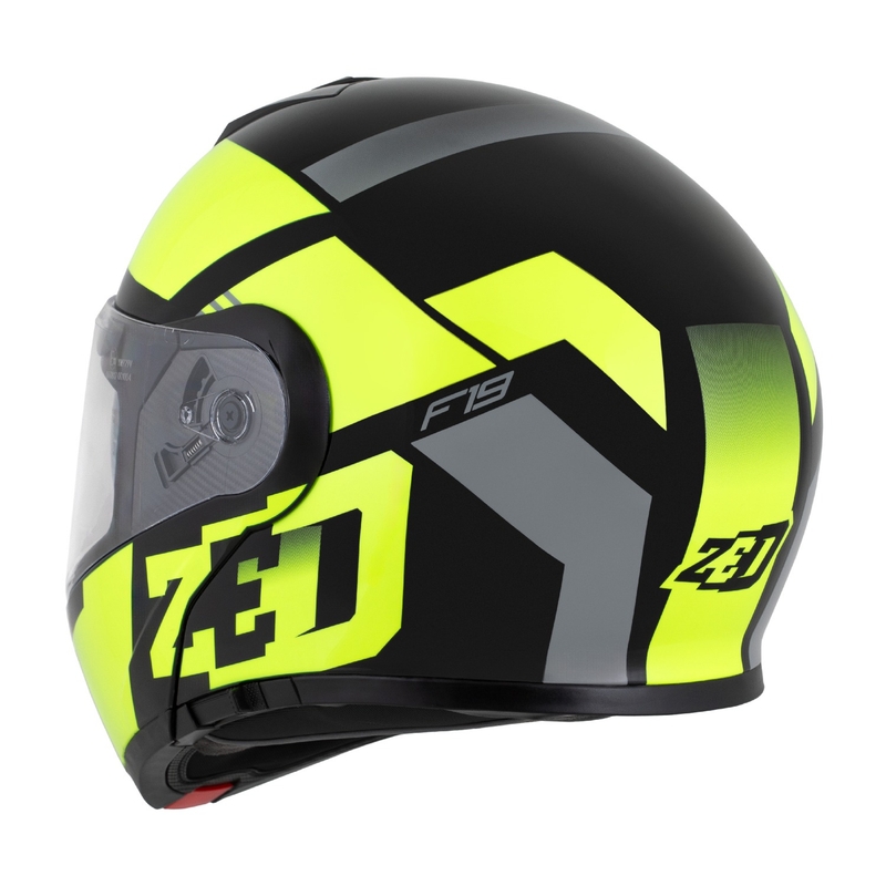 Casco de moto abatible ZED F19 negro-amarillo fluo