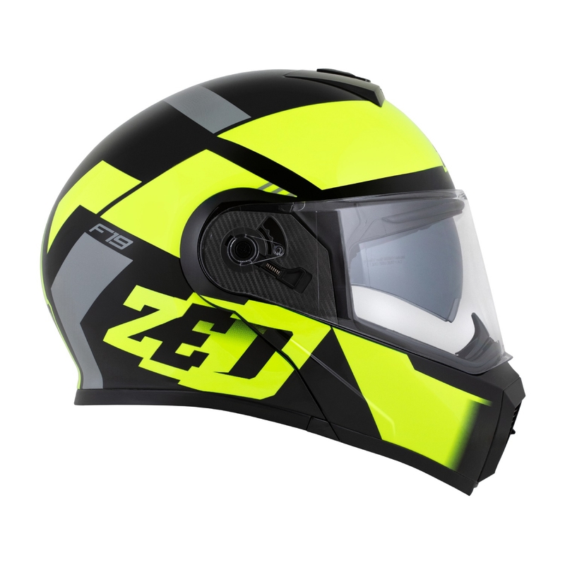 Casco de moto abatible ZED F19 negro-amarillo fluo