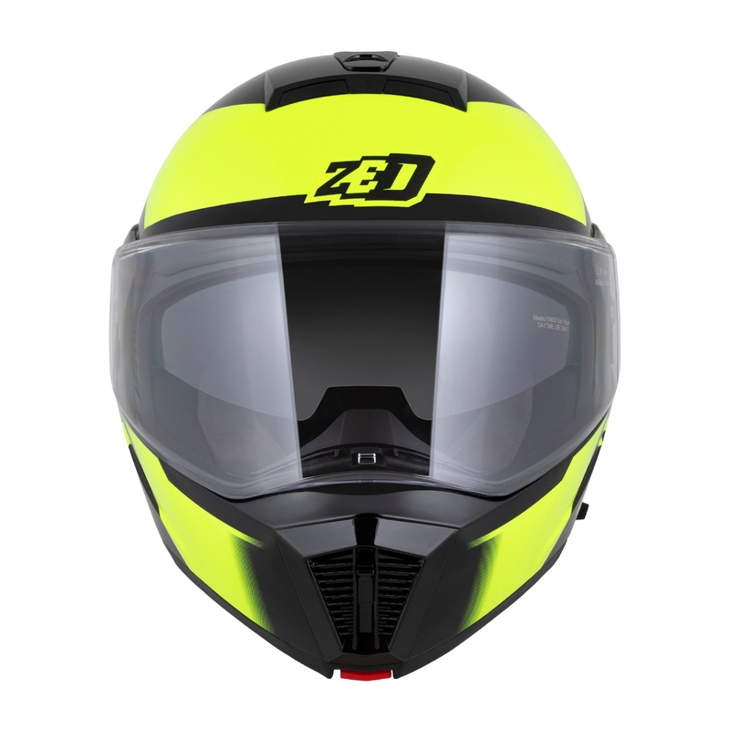 Casco de moto abatible ZED F19 negro-amarillo fluo