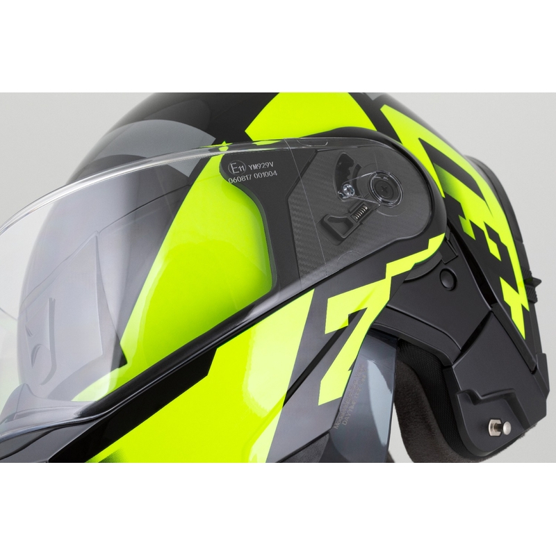 Casco de moto abatible ZED F19 negro-amarillo fluo