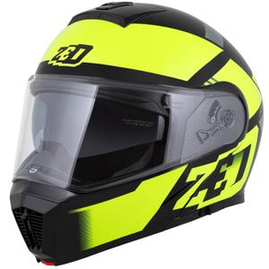 Casco de moto abatible ZED F19 negro-amarillo fluo