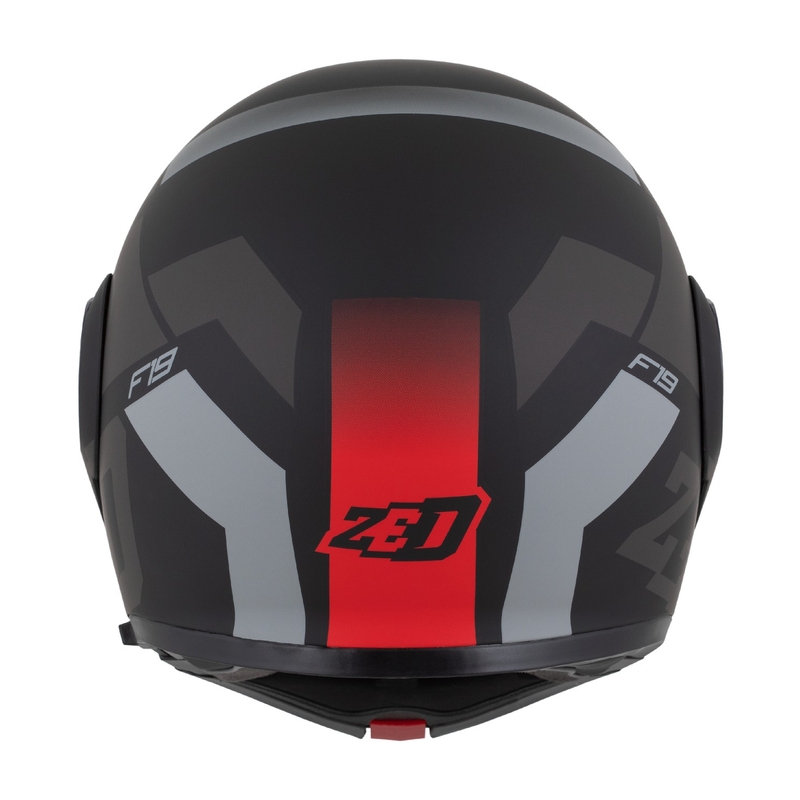 Casco de moto abatible ZED F19 negro mate-rojo fluo-gris