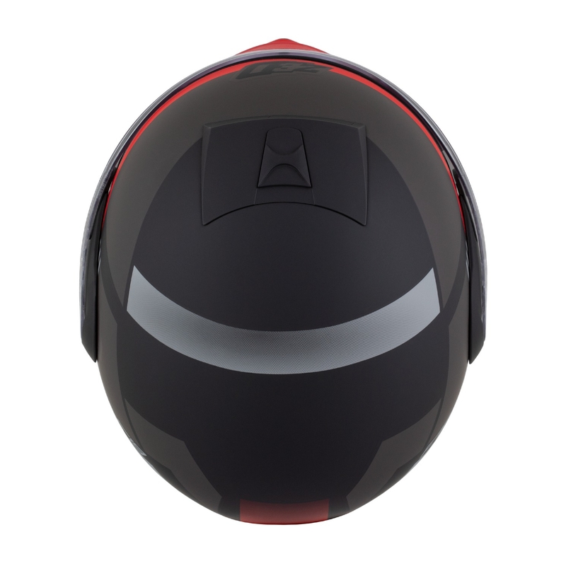 Casco de moto abatible ZED F19 negro mate-rojo fluo-gris