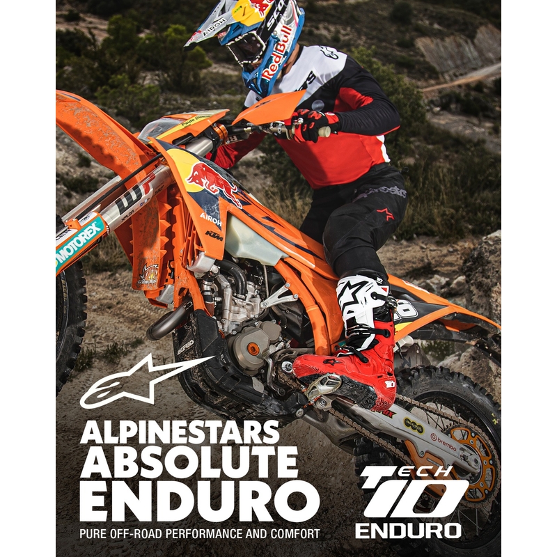 Botas de moto Alpinestars Tech 10 Enduro rojo-negro-blanco