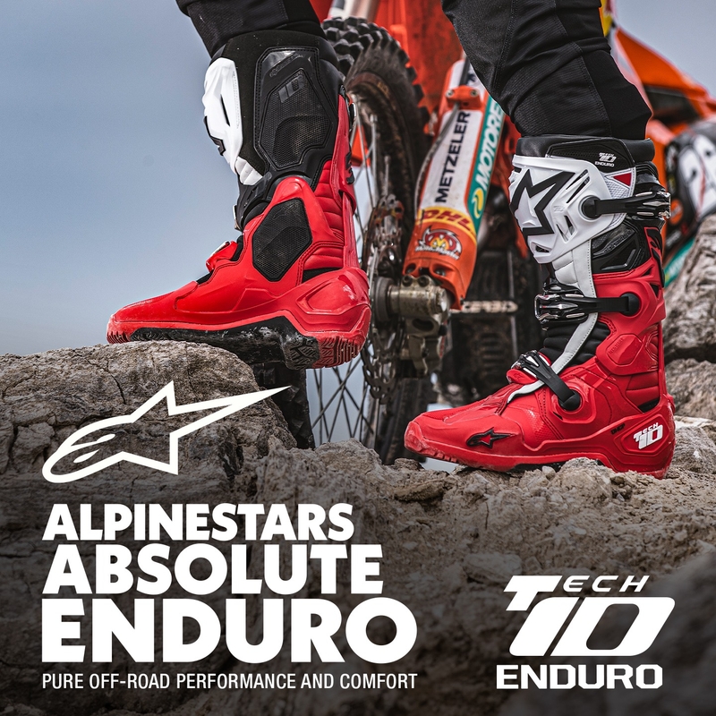 Botas de moto Alpinestars Tech 10 Enduro rojo-negro-blanco