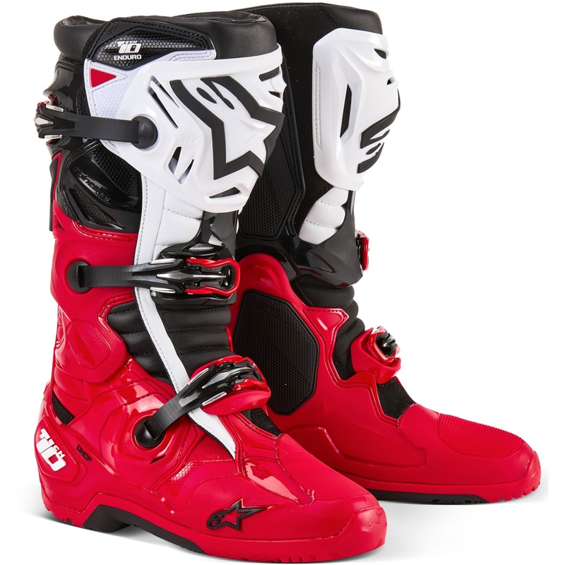 Botas de moto Alpinestars Tech 10 Enduro rojo-negro-blanco