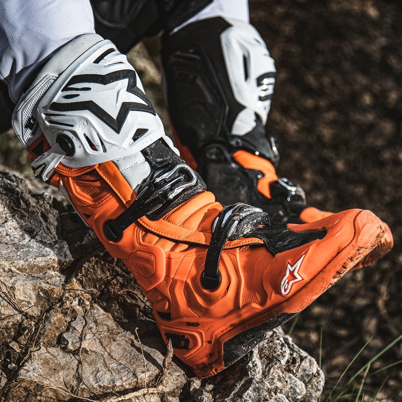 Botas moto Alpinestars Tech 10 Enduro naranja fluo-negro-blanco