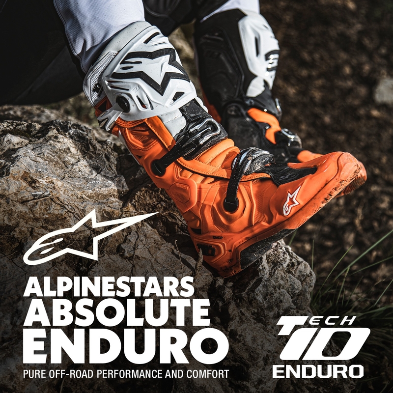Botas moto Alpinestars Tech 10 Enduro naranja fluo-negro-blanco
