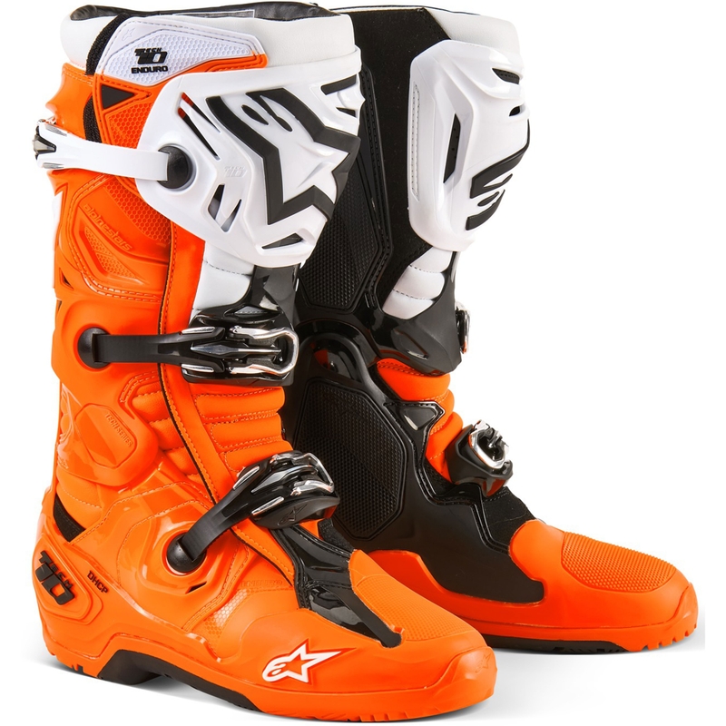 Botas moto Alpinestars Tech 10 Enduro naranja fluo-negro-blanco