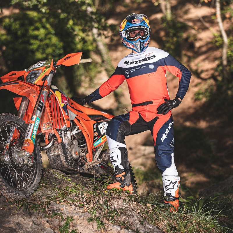 Pantalón motocross Alpinestars PRO-Dura azul-naranja-blanco