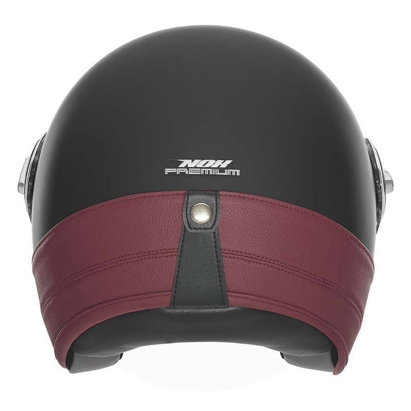 Casco de moto jet NOX PREMIUM Heritage negro mate con cuero rojo