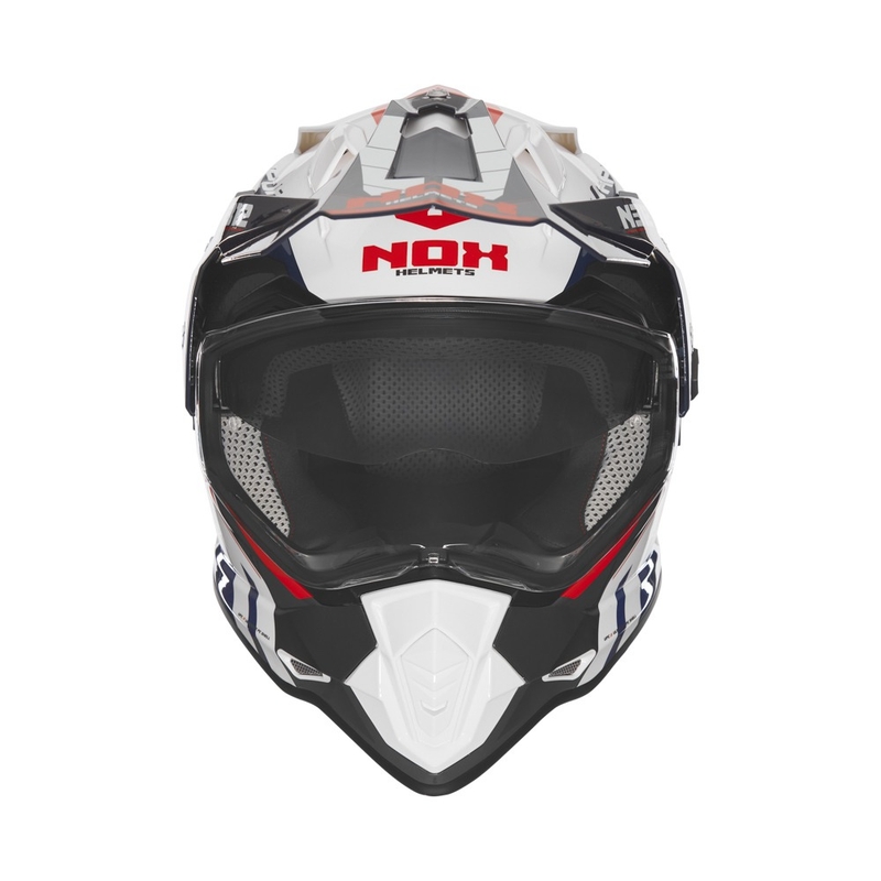 Casco de moto enduro NOX N312 Vapor blanco-negro-azul