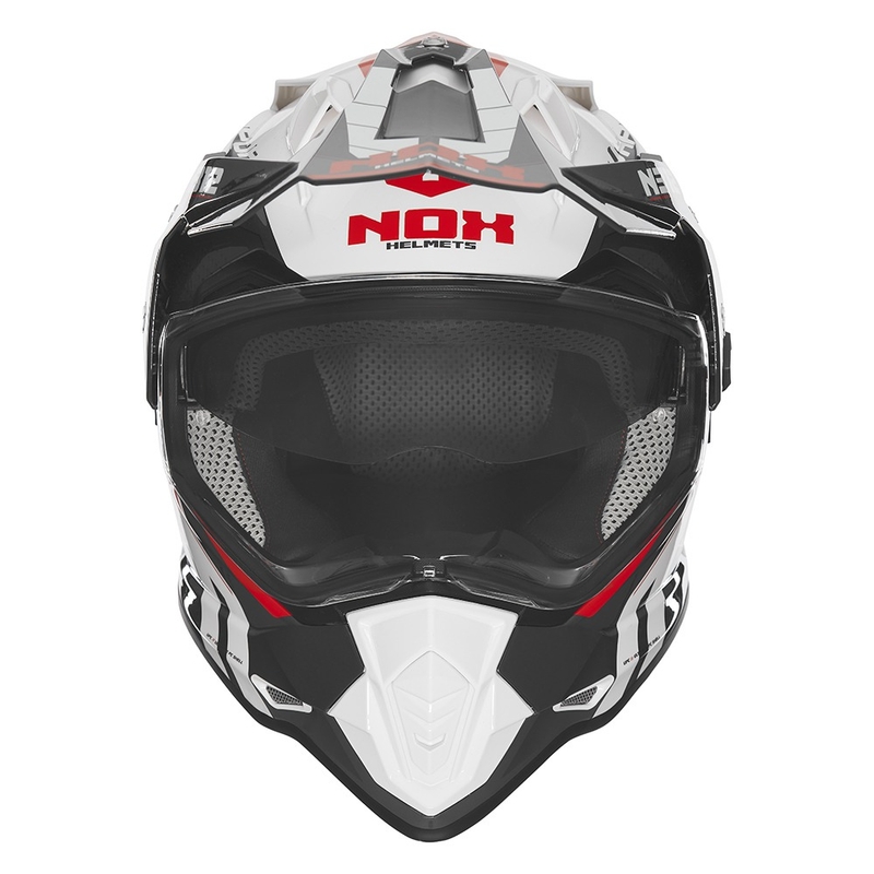 Casco de moto enduro NOX N312 Vapor blanco-negro-rojo