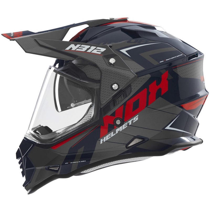 Casco de moto enduro NOX N312 Vapor negro-azul-rojo