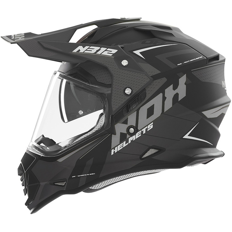 Casco de moto enduro NOX N312 Vapor negro mate-gris