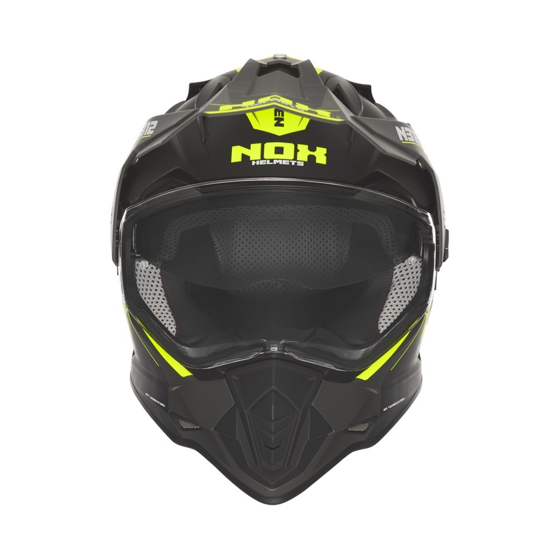 Casco de moto enduro NOX N312 Vapor negro mate-amarillo