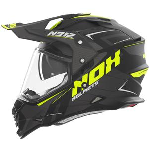 Casco de moto enduro NOX N312 Vapor negro mate-amarillo