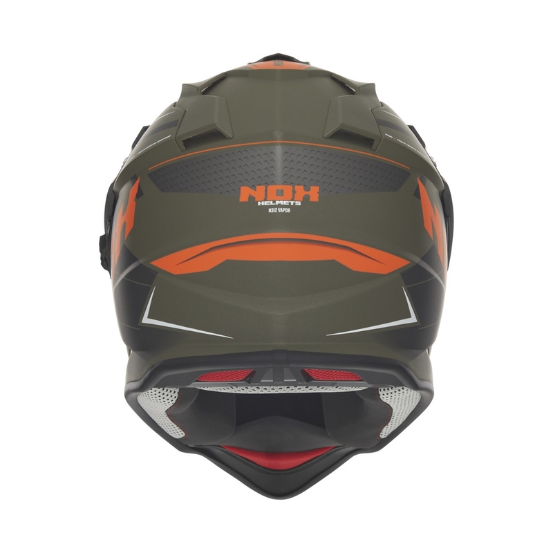 Casco de moto enduro NOX N312 Vapor caqui mate-naranja