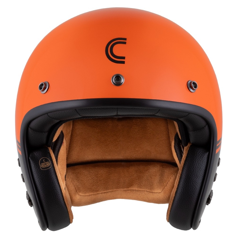 Casco de Moto Cassida Eso Super Hooligan Open Negro-Naranja Perla