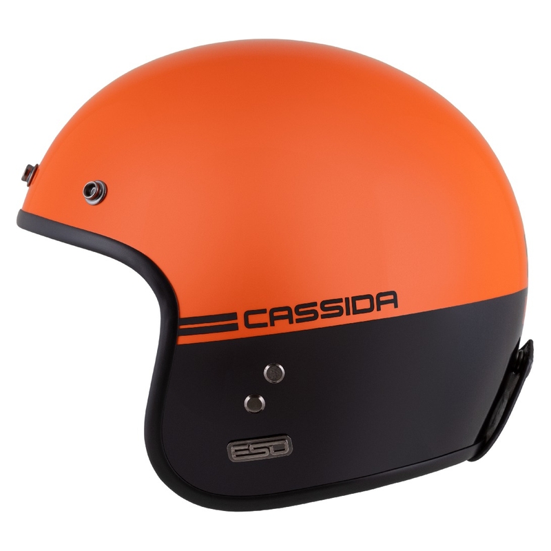 Casco de Moto Cassida Eso Super Hooligan Open Negro-Naranja Perla