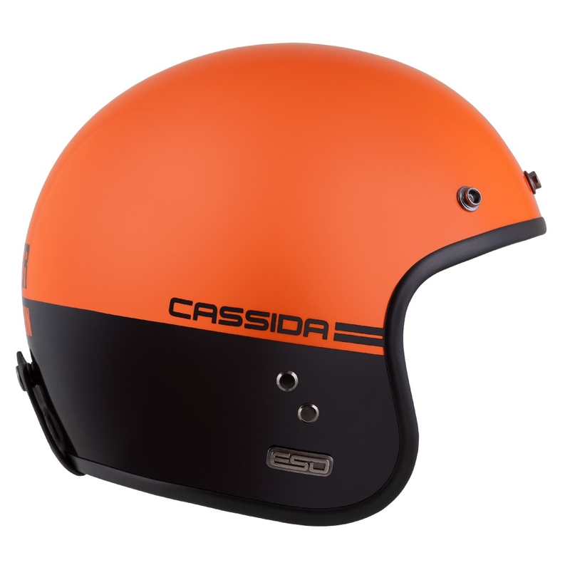Casco de Moto Cassida Eso Super Hooligan Open Negro-Naranja Perla