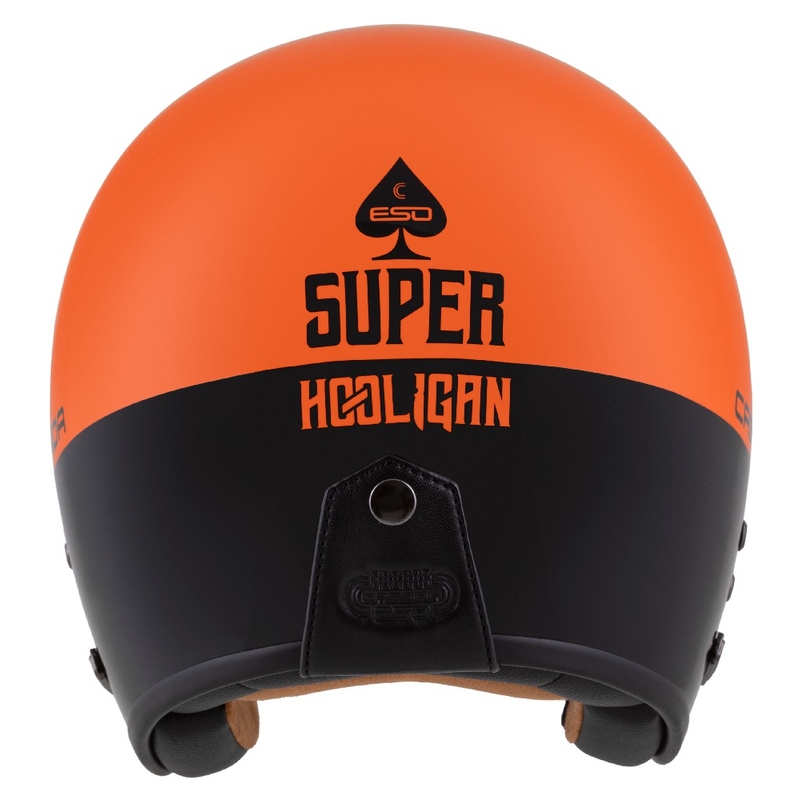 Casco de Moto Cassida Eso Super Hooligan Open Negro-Naranja Perla