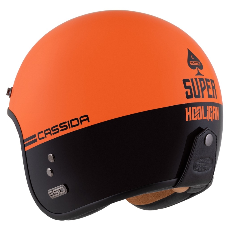 Casco de Moto Cassida Eso Super Hooligan Open Negro-Naranja Perla