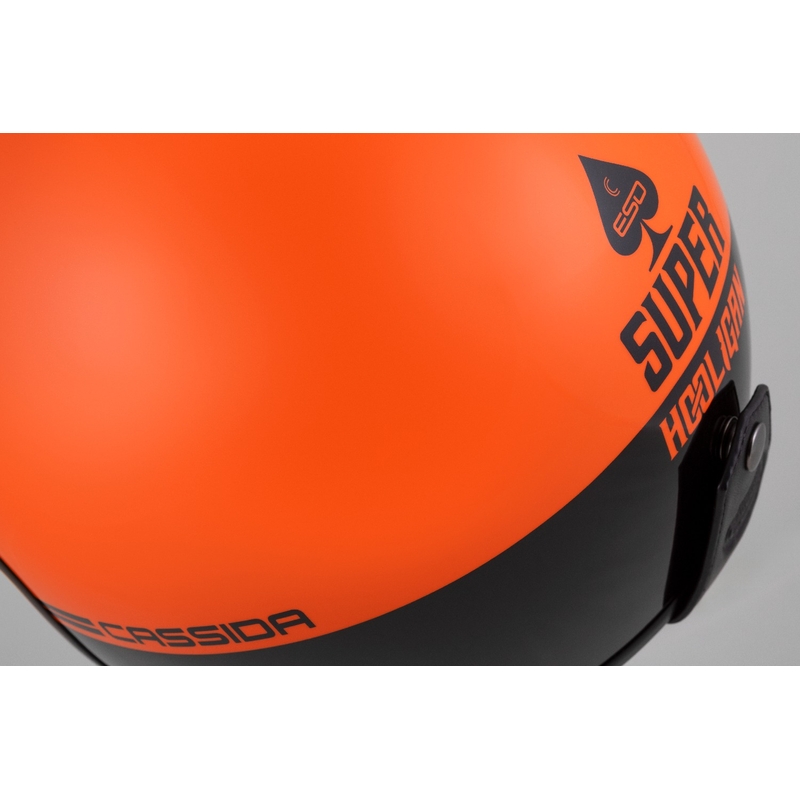 Casco de Moto Cassida Eso Super Hooligan Open Negro-Naranja Perla