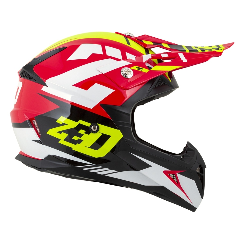 Casco de Moto Motocross ZED X1.9 Targa Rojo-Amarillo Fluo-Negro-Blanco
