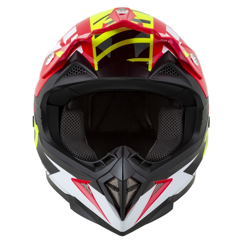 Casco de Moto Motocross ZED X1.9D Targa Niño Rojo-Amarillo Fluo-Negro-Blanco