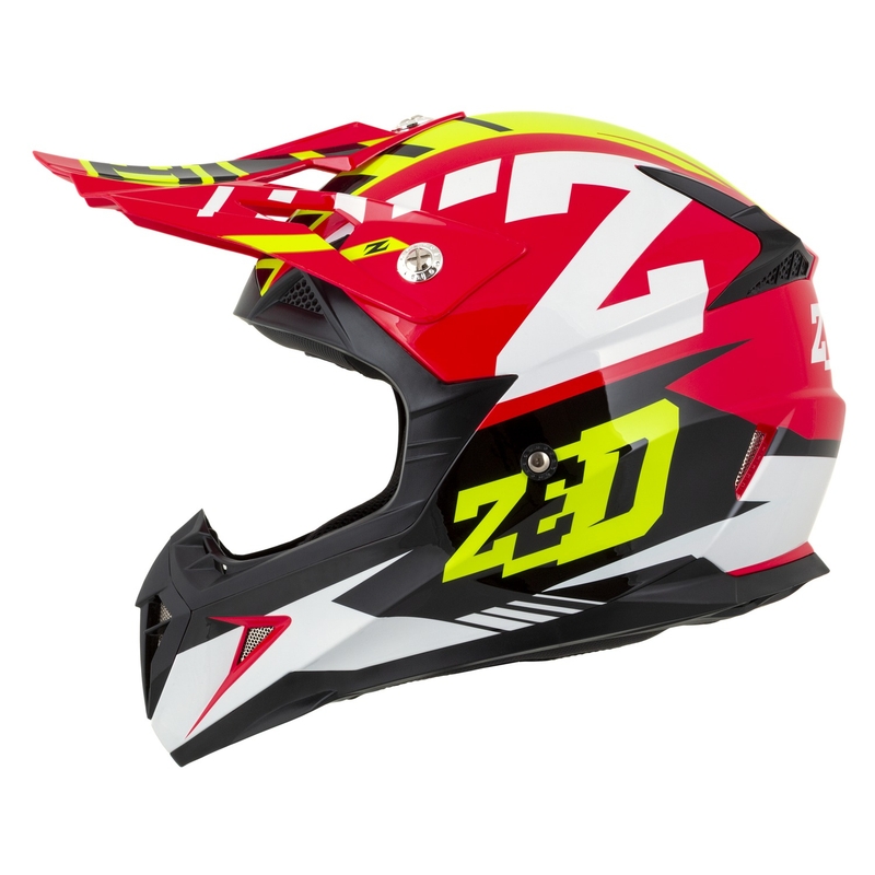Casco de Moto Motocross ZED X1.9D Targa Niño Rojo-Amarillo Fluo-Negro-Blanco