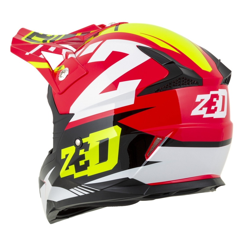 Casco de Moto Motocross ZED X1.9D Targa Niño Rojo-Amarillo Fluo-Negro-Blanco